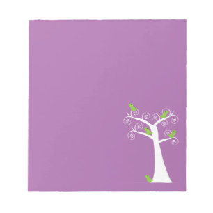 Bloc-note Jolis oiseaux verts citron tourbillonnent arbre vi