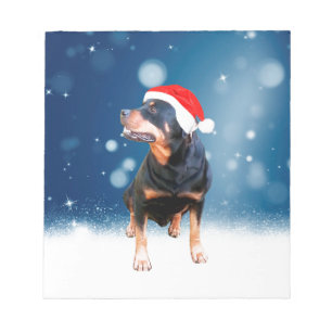 Bloc-note Jote Rottweiler Chien Noël Santa Hat Étoiles de ne