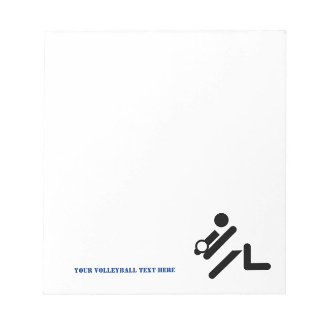 Bloc-note Joueur de volley-ball noir, blanc, bleu icon custo (Devant)