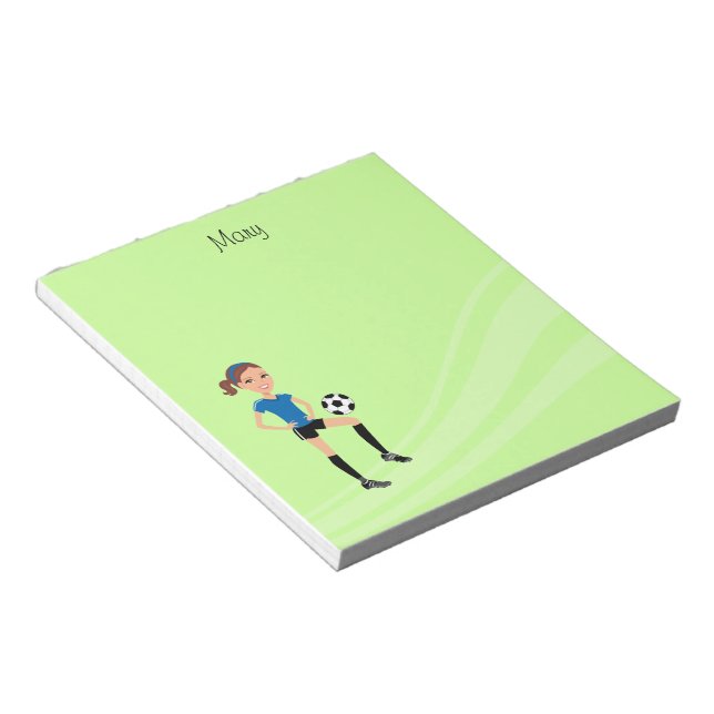 Bloc-note Joueuse de soccer de fille personnalisée (Incliné)