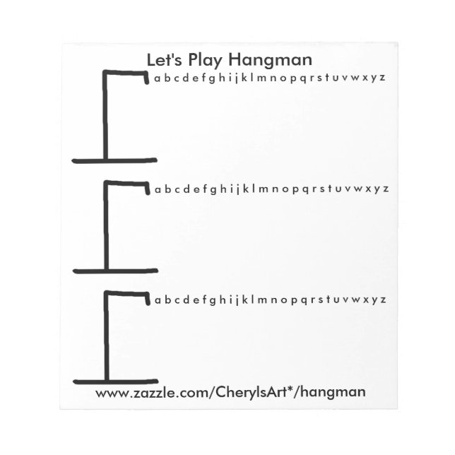Bloc-note Jouons à Hangman 3 jeux par feuille de notes (Devant)