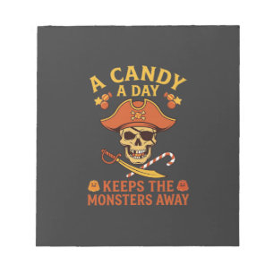 Bloc-note Jour de bonbons Halloween Pirate Crâne Canne