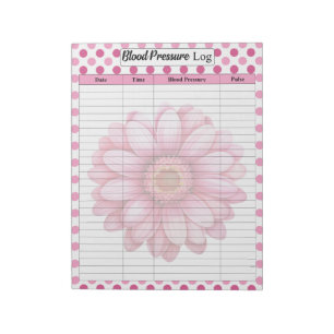 Bloc-note Journal de la pression sanguine florale rose