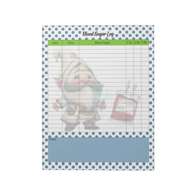 Bloc-note Journal de sucre de sang Gnome du médecin mignon (Tourné)