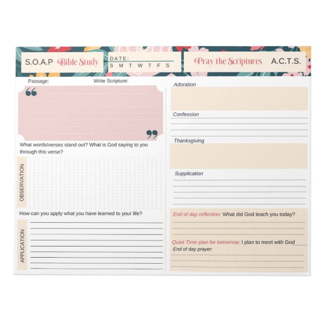 Bloc-note Journal d'étude biblique SOAP (Devant)