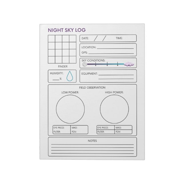 Bloc-note Journal du ciel nocturne (Tourné)