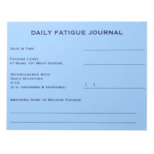 Bloc-note Journal quotidien de fatigue (bleu ciel)