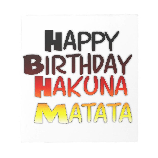 Bloc-note Joyeux anniversaire Hakuna Matata Graphique inspir (Devant)