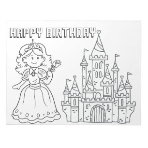 Bloc-note Joyeux Anniversaire Princesse Coloriage