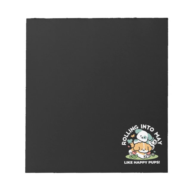 Bloc-note Joyeux Chiots Arrivés En Mai - Kawaii Dog Art (Devant)