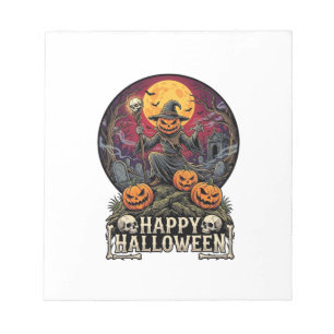 Bloc-note Joyeux Halloween Citrouille Magicien Cimetière Ple
