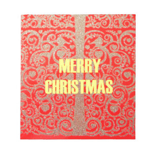 Bloc-note Joyeux Noël Golden Red Parties scintillant Hearts