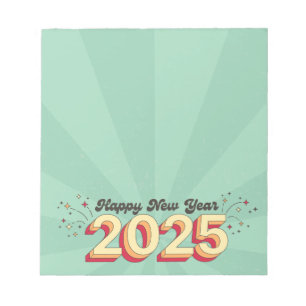 Bloc-note Joyeux Nouvel An 2025 vacances rétro fun texte