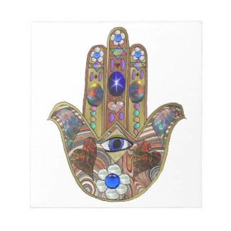 Bloc-note Judaica Hamsa Coeurs Fleurs Opal Art Imprimer