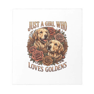Bloc-note Juste une fille qui aime les roses de chien Golden