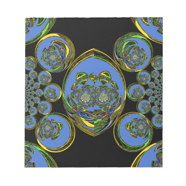Bloc-note Kaleidoscope bleu et jaune Imprimer (Devant)