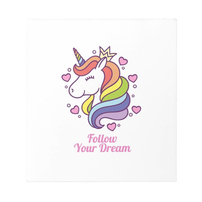 Bloc-note Kawaii Colorful Rainbow Unicorn Dreams       (Devant)