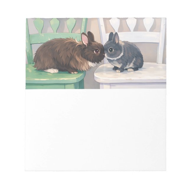 Bloc-note Kawaii Two Bunnies Notepad Cute Rabbit Art (Devant)