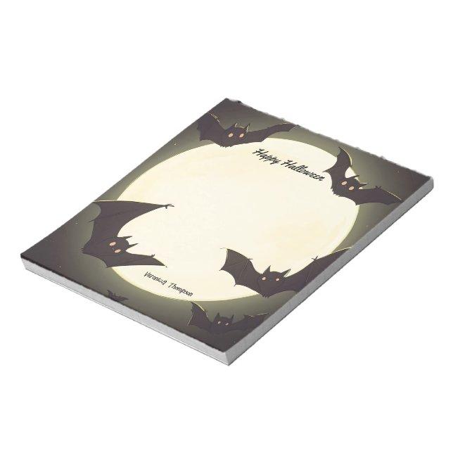 Bloc-note La Lune et les chauves-souris heureux Halloween (Tourné)