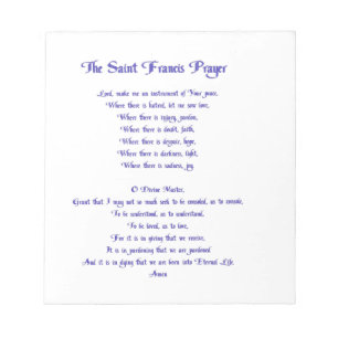 Bloc-note La prière du St Francis