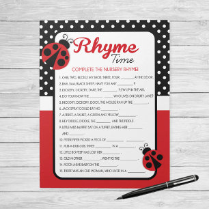 Bloc-note Ladybug Nursery Rhyme Baby shower Pack