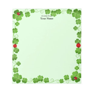 Bloc-note Ladybugs et Four_Leaf Clochers sur Green Simple