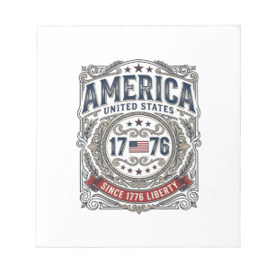 Bloc-note L'Amérique vintage 1776 Liberté patriotique