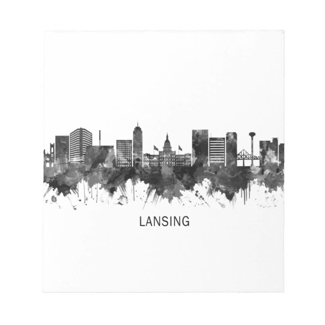Bloc-note Lansing Michigan Skyline BW (Devant)