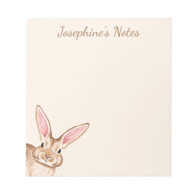 Bloc-note Lapin à l'aquarelle marron avec de grandes oreille (Devant)