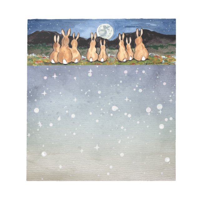 Bloc-note Lapin dans la lune Starry Night Bunny Bleu animal (Devant)