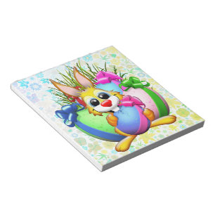Bloc-note Lapin drôle mordant un œuf de Pâques