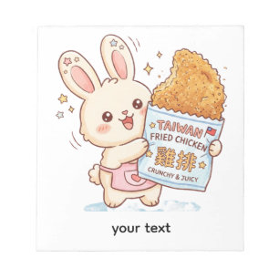 Bloc-note Lapin mignon mangeant un escalope de poulet frit t
