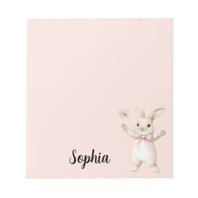 Bloc-note Lapin Papillon Blush Rose   (Devant)