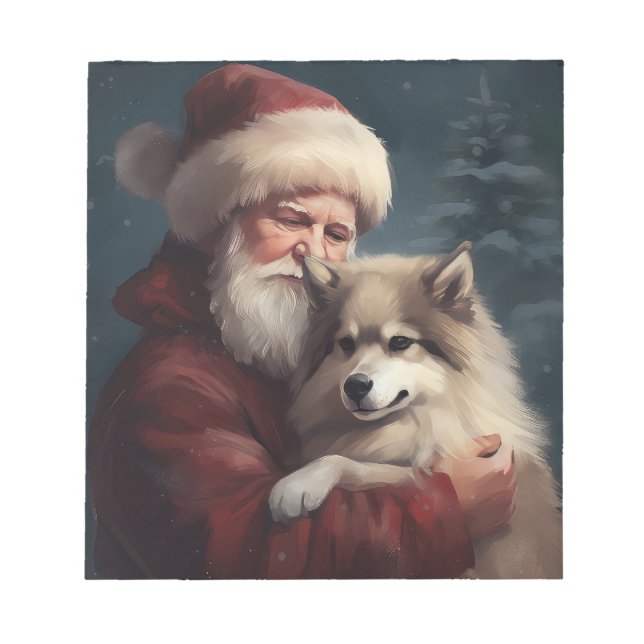 Bloc-note Lapphund finlandais Noël festif du Père Noël (Devant)
