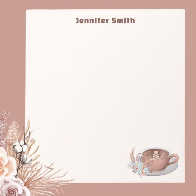 Bloc-note Latte Boho Avec Fleurs Personnalisées (Créateur téléchargé)