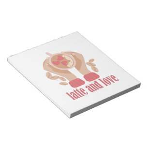 Bloc-note Latte et coupe d'amour, mains et citation de café