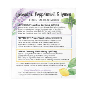 Bloc-note Lavender, Peppermint & Lemon Essential Oil Guide