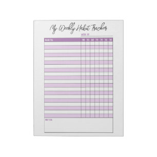 Bloc-note Lavender Purple Weekly Habit Tracker