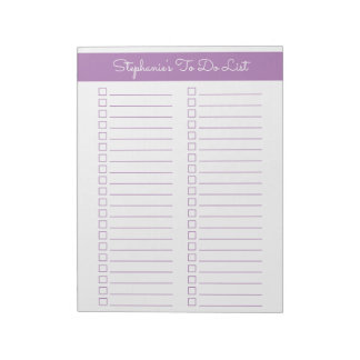 Bloc-note Lavender Vertical 8.5x11 Two Column Checklist