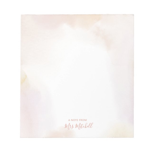 Bloc-note Laver Aquarelle | Nom de l'enseignant personnalisé (Devant)