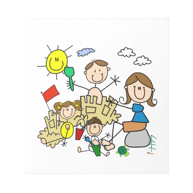 Bloc-note Le bâton figure l'amusement de plage de famille (Devant)