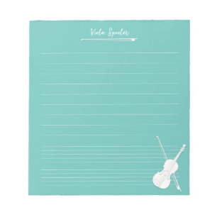 Bloc-note Leçon de musique personnalisée du violon blanc Aqu