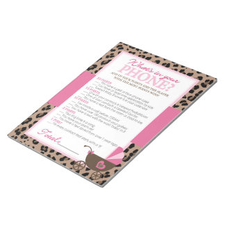Bloc-note Leopard and Pink What's In Your Phone Shower Game