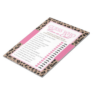 Bloc-note Leopard et Pink Devins qui Baby shower le pack de 