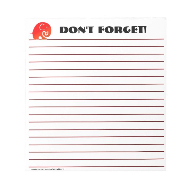 Bloc-note Les éléphants n'oublient pas (Bloc-notes personnal (Devant)