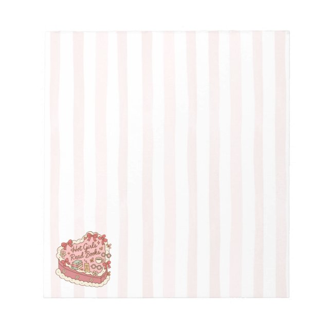 Bloc-note Les Filles Chaudes Lisent des Livres Rayures Roses (Devant)