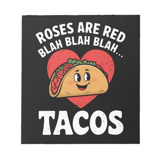Bloc-note Les roses sont Red Blah Tacos Funny Saint Valentin (Devant)