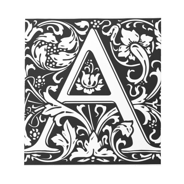 Bloc-note Lettre A Monogramme Médiéval Art Nouveau (Devant)