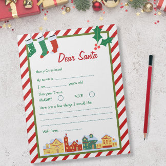 Bloc-note Lettre au Père Noël - Village des Cannes de Bonbon