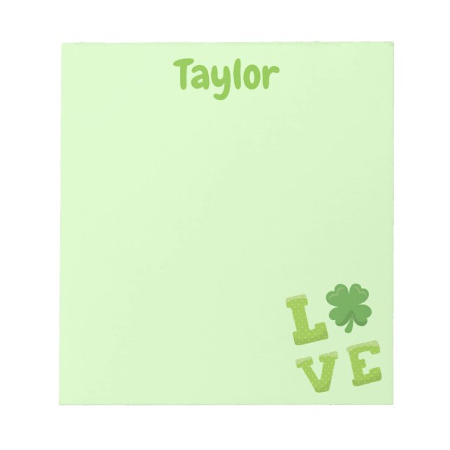 Bloc-note Lettre bloc d'amour vert pâle (Devant)